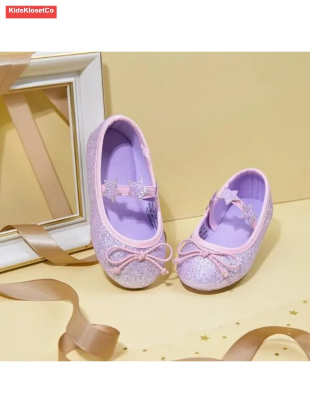Toddler Girls Mary Jane Flats | Glitter, Soft Lining, Non-Slip Sole, School